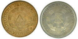 1969, 5 M. "XX Jahre DDR" mit höherem Nickelanteil (hellere Farbe), ...