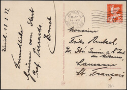 1932, Fotokarte mit Abb. des Ballons FWRS in Dubendorf zum 1. ...