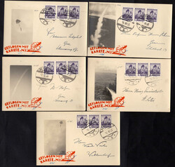 1935, 10.4., Notverordnungsrakete N 3, 6 Fotokarten mit versch. Abb. ...