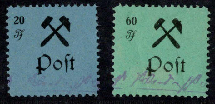 20 und 60 Pf. Type IV "Schusterhammer", je postfrisch, 60 Pf. 2 ...