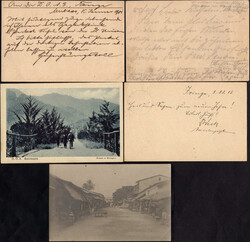 1900/12, 5 Karten je mit Stempel von "BAGAMOJO 27.7.12", "MUHESA 16.1 ...