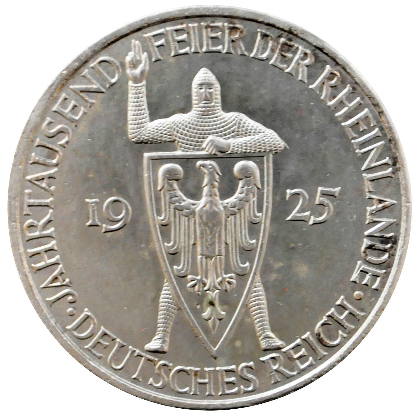 1925, 5 RM Rheinlande, J,. Auflage 43 T. Stück, vz.  Automatically ...