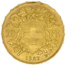 1927, 20 Fr. Gold "Vreneli", B, 5,8g (fein), vzAutomatically ...