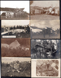 ca. 1912/14, Flugzeugabstürze, 8 Foto-AK, teils ...