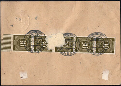 1948, 9.2., prov. Paketkarte (P 962) mit 5 Pf. Ziffer im senkr. Paar ...