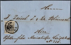 1856, 12.7., 2 Kr. schwarz, Maschinenpapier, Type III, auf Faltbrief ...