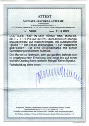 1 1/2 Pia. a. 30 Pfg., Aufdruckfehler "große 1 links waag. ...