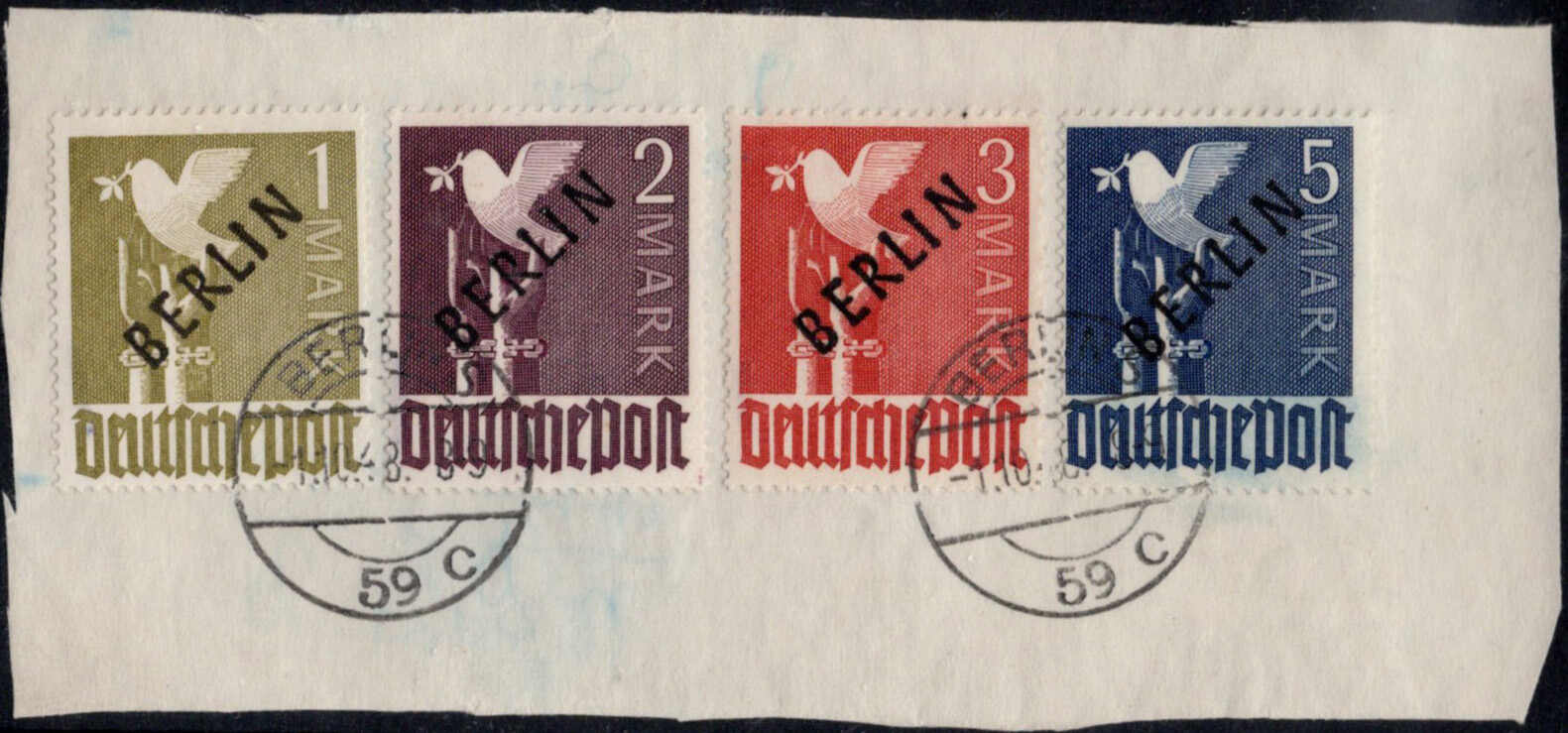 Schwarzaufdruck, komplett, St. "BERLIN S 59", Mark-Werte auf ...
