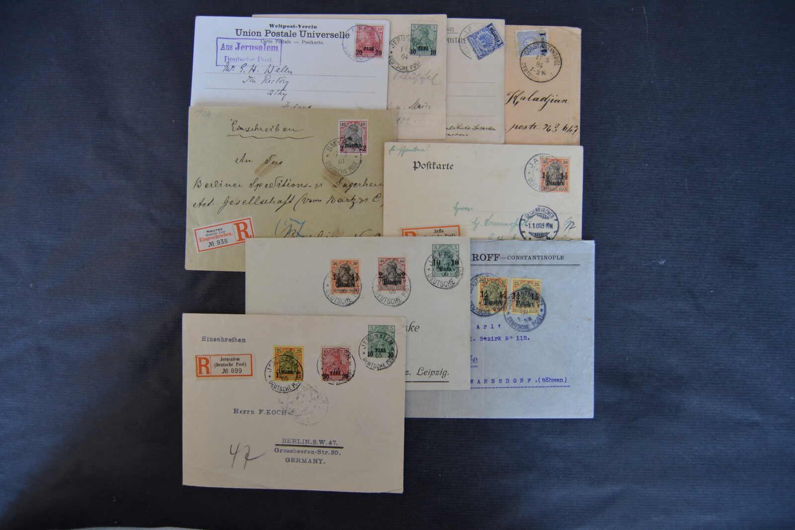 1884/1908, Lot von 9 Belegen, davon 6 Briefe mit EF, einmal MeF und 2 ...