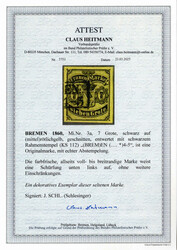 7 Gr. schwarz a. rötlichgelb, geschnitten, dickeres Papier, Ra2 ...