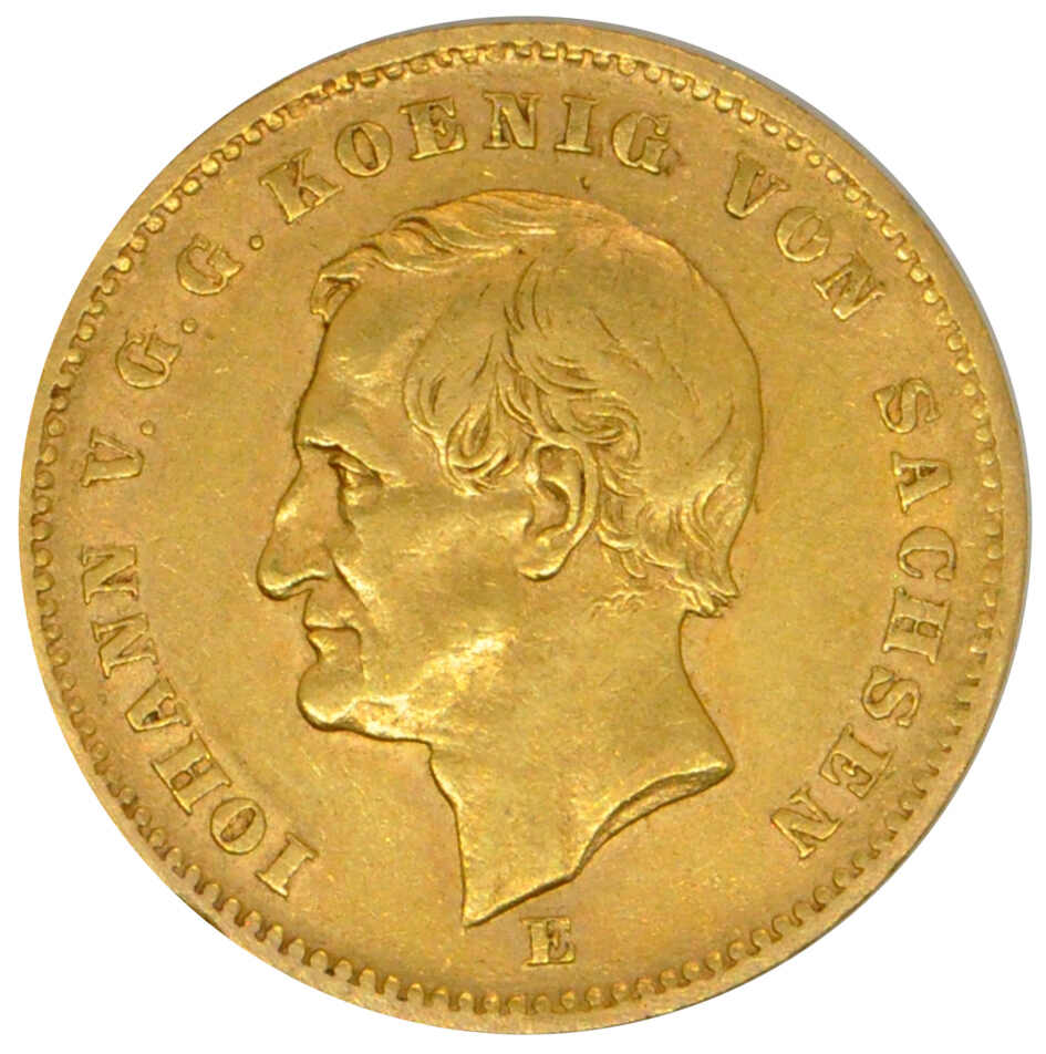 1872, 20 M. "Johann", E, kl. Randmängel, 7,16g (fein), ...