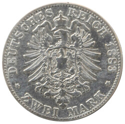 1883, 2 M. Friedrich I, G, Auflage 45 T. Stück, Kratzer, ...