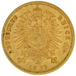 1873, 20 M. Gold "Johann", E, 7,16g, (fein), vzAutomatically ...