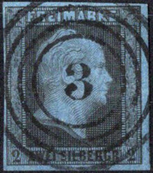 "3" (Adelnau) zentr. auf vollrandiger 2 Sgr. schwarz a. blau, Befund ...