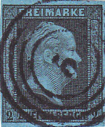 "5" (Ahaus) sauber auf 2 Sgr. schwarz a. blau, vollrandig