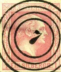 "7" (Ahrweiler) ideal zentr. auf 1 Sgr. mattkarminrot, breitrandig, ...