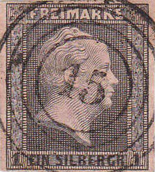 "15" (Allendorf) ideal zentr. auf 1 Sgr. schwarz a. rosa, vollrandig