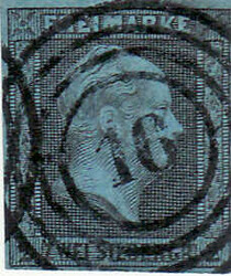 "16" (Allenstein) ideal zentr. auf 2 Sgr. schwarz a. blau, ...