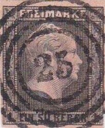 "25" (Altenahr) zentr. auf 1 Sgr. schwarz a. rosa, rechts unten min. ...