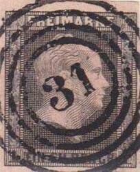 "31" (Anklam) ideal zentr. auf 1 Sgr. schwarz a. rosa, breitrandig, ...