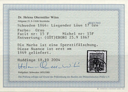 17 Öre grau, gut gezähnt, gestempelt, SPERATI-Fälschung, Befund ...