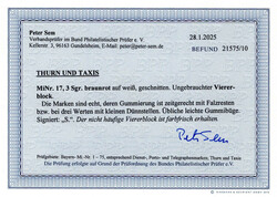 3 Sgr. braunrot, ungebrauchter Viererblock, neuester Befund Sem, ...