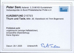 1/4 Sgr. schwarz, ungebrauchter Viererblock mit links 7mm Bogenrand, ...