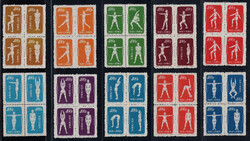 1952, Radio-Gymnastik, komplett in 10 Viererblocks, 1. Auflage ...