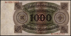 1924, 1000 RM, Rosenberg 172a, Erhaltung IIAutomatically generated ...