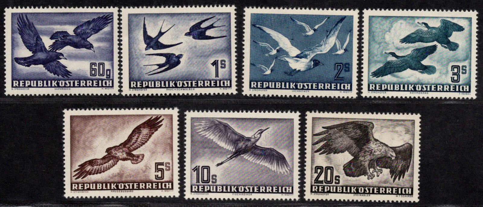 Vögel, 7 postfrische Werte komplett, KW 350,-Automatically generated ...