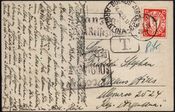 1935, 17.5., 15 Pfg. Wappen als EF auf AK nach Buenos ...