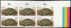 1982, 25 C. Schildkröte, ungezähnter 6er-Block vom re. ob. Eckrand, ...