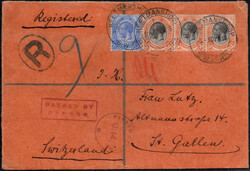 1916, Auslands-R-Brief der 3. Portostufe mit 7 1/2 P. Auslandsporto ...