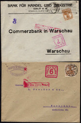 1916/17, 2 Bedarfsbriefe aus Berlin nach Warschau, zensiert und bei ...