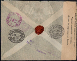 1915, R-Brief aus Ödkarby nach Brooklyn/N.Y. mit Ank.-St., 3 ...