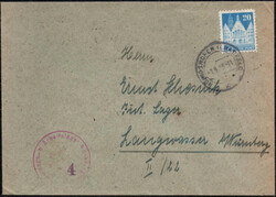1949, 20 Pf. Bauten als EF auf Brief aus Königshofen an ...