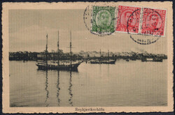 1921, 5 und 10(2) Aur. auf Postkarte von Reykjavik nach Wien, ...