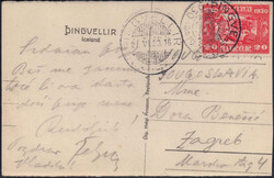 1930, 20 Aur. Allthing als EF auf Postkarte, entwertet mit ...