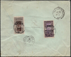 1919, 20 und 30 C. franz. Okkupations-Aufdruckmarken rücks. auf ...