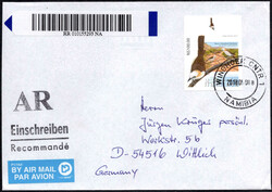 2018, 100 D. Vögel, ungezähntes OR-Stück auf R-Brief aus ...