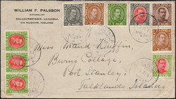 1934, Incoming Mail: Brief mit 10 Werten Island (Christian X.) aus ...