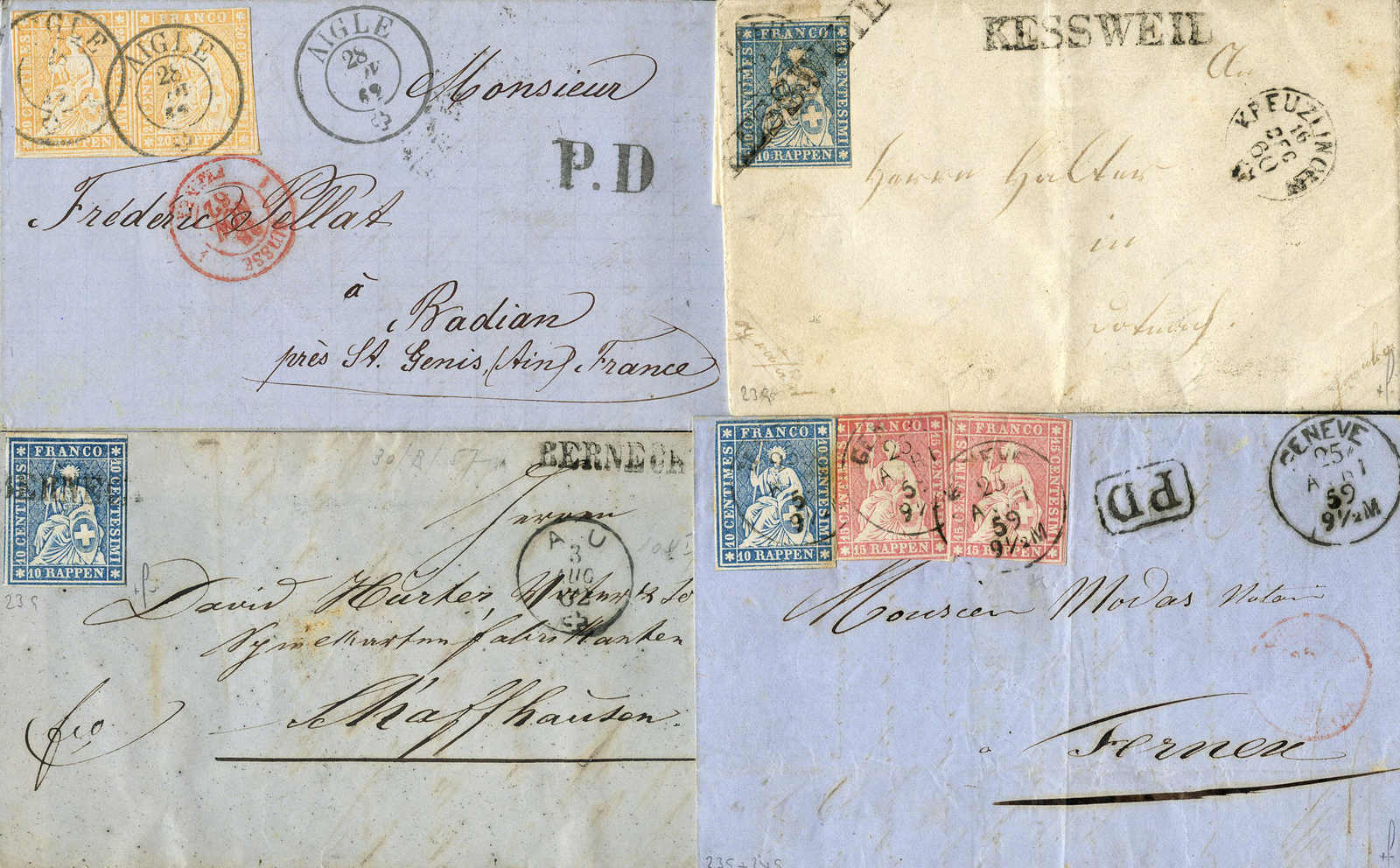 Lot 393 - schweiz strubel frankaturen - Schwarzenbach Auktion Zurich 67th Auction - Session II Lot 393 - schweiz strubel frankaturen - Schwarzenbach Auktion Zurich 67th Auction - Session II