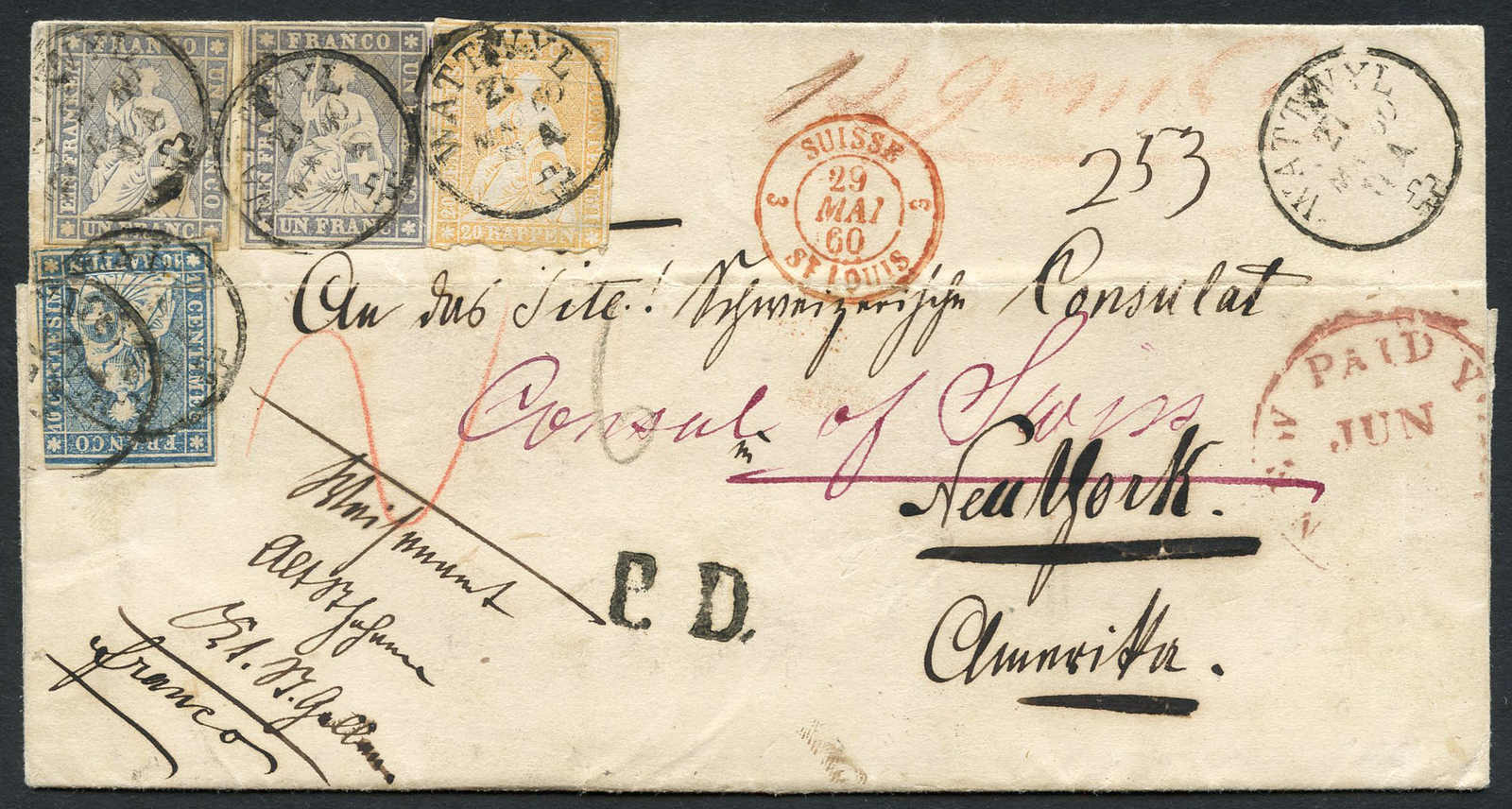 Lot 400 - schweiz strubel frankaturen - Schwarzenbach Auktion Zurich 67th Auction - Session II Lot 400 - schweiz strubel frankaturen - Schwarzenbach Auktion Zurich 67th Auction - Session II