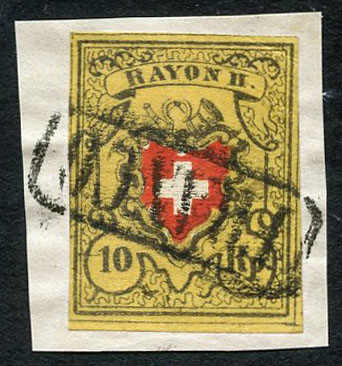 Lot 337 - schweiz Rayon II, gelb, ohne Kreuzeinfassung (STEIN A 1) -  Schwarzenbach Auktion Zurich 67th Auction - Session II
