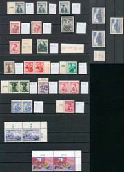 Österreich, 1945/70, üppiges Plattenfehlerlot auf 12 großen + 1 x ...