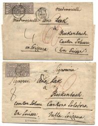 Kirchenstaat, 1852, ROM - RUKENBACH (CH), zwei Belege aus selbiger ...