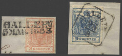 Österreich, 1850, Salzburg, HALLEIN, Langstempel und Kastenstempel ...