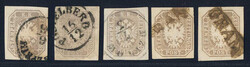 Österreich, 1863, Zeitungsmarke Nr 29, Lot mit 5 meist breitrandigen ...