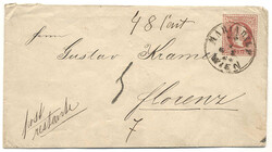 Österreich, 1868, WIEN MARIAHILF - FLORENZ, postgeschichtlich ...