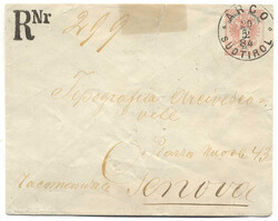 Österreich, 1884, ARCO - GENUA, kompletter 5Kr - Ganzsachenumschlag ...